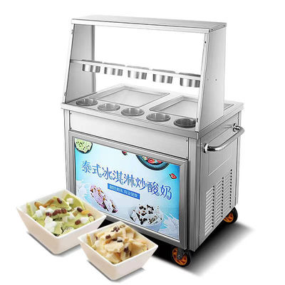 kwaliteit Commercial Fried Ice Cream Machine Snack Factory For Sale Double Pan Ice Cream Roll Machine With Fruit Yogurt Ready To Ship fabriek